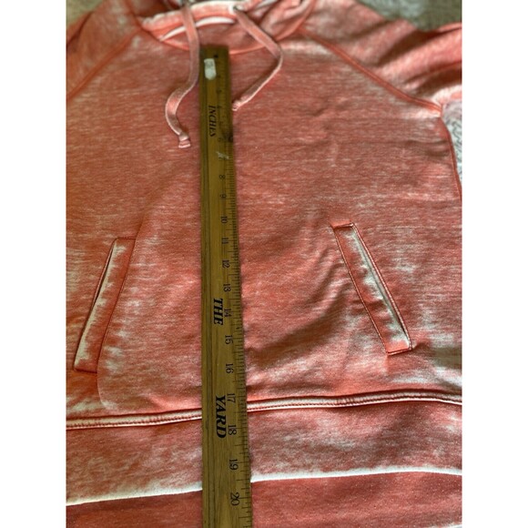 Green Tea Sweatshirt Womens M Pullover Mock Cowl Neck Pocket Mineral Wash Orange - Picture 5 of 9